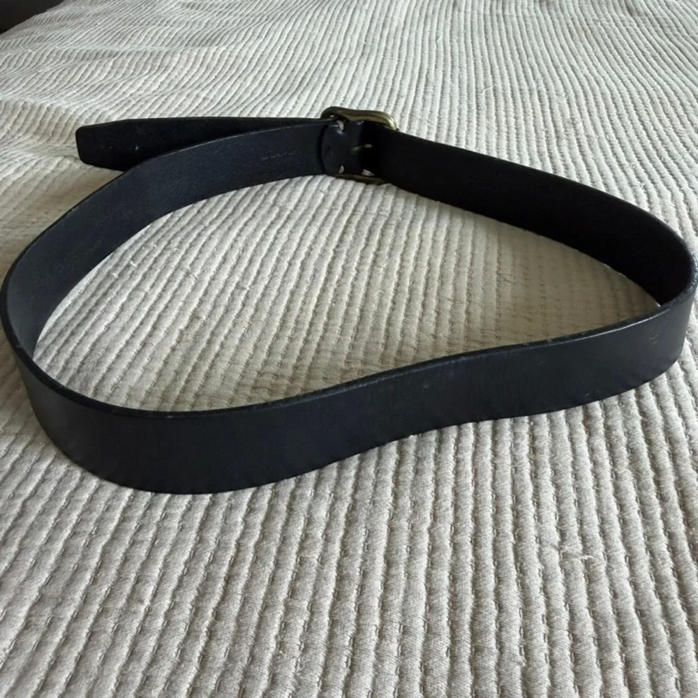 Banana Republic Leather Belt Mens 36 Black Brass Roller Buckle Casual Jeans